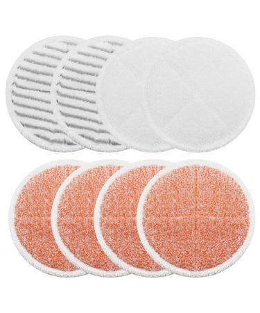 8 Pack Spinwave Mop Pads Replacement Set Compatible with Bissell Spinwave 2039A 2124: 4 Heavy Scrub Pads 2 Soft Pads 2 Scrubby Pads by BeiLan (8Pcs 1 Pack) Round Mop Pads