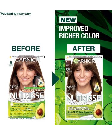 Garnier Nutrisse 5 Mocha Brown Permanent Hair Dye - Natural-Looking Color for All Hair Types - Buy Online on GoSupps.com