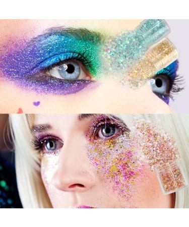 12 Pack Face Glitter - Festival Chunky Cosmetic & Body Glitter for Hair & Nail | Sparkling Mixed Colors - Buy Online on GoSupps.com