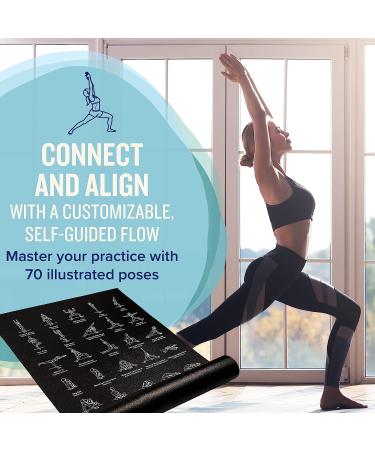 NewMe Fitness Yoga Mat - Large 5mm Thick 68 Non Slip Exercise Mat with 70 Printed Yoga Poses - Black - Buy Online on GoSupps.com