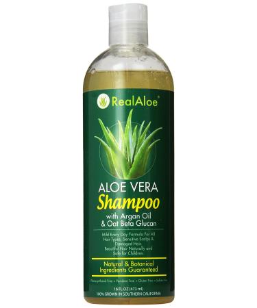 Real Aloe Aloe Vera Shampoo with Argan Oil & Oat Beta Glucan 16 fl oz (473 mL)