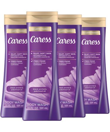 Caress Body Wash Black Orchid & Patchouli Oil To Relax and Recharge Relaxing Fragrant Body Soap 20 fl oz Pack of 4