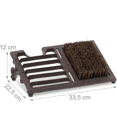 Relaxdays Cast Iron Boot Jack Scraper Large Brush | Antique Outdoor Shoe Cleaner | Brown | 12 x 33.5 x 22.5 cm - Buy Online on GoSupps.com