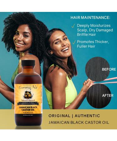 Sunny Isle Jamaican Black Castor Oil 100% Pure for Hair, Eyelashes & Eyebrows - 4 oz - Buy Online on GoSupps.com
