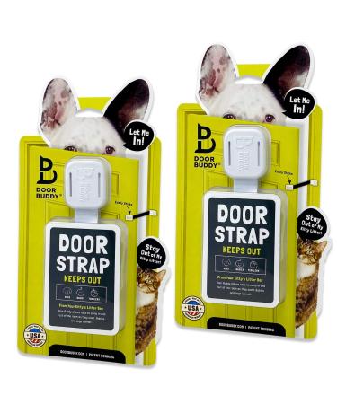 Door Buddy Adjustable Door Latch (Grey 2 Pack). Simpler Way to Dog Proof Litter Box. No More Pet Gates or Cat Doors. Convenient Cat and Adult Entry. Stop Dog Eating Cat Poop Today