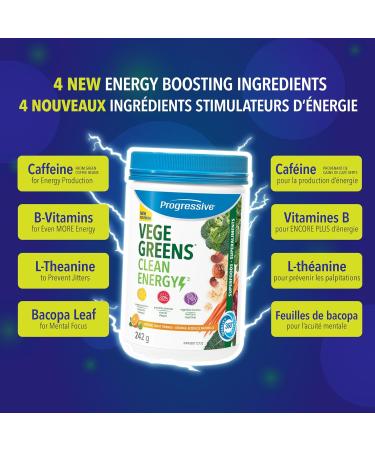 Progressive VegeGreens Clean Energy Natural Tangy Orange Flavour 242 g | Energy Production Promotes Alertness and Cognitive Function - Buy Online on GoSupps.com