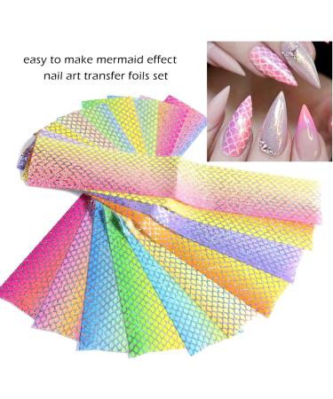 Colorful Holographic Fish Scales Nail Foil Stickers - 10 Sheets - Buy Online on GoSupps.com