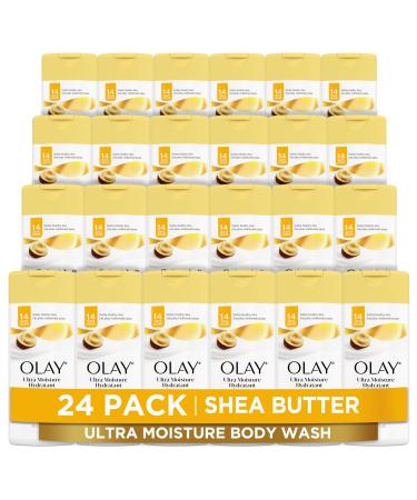 Olay Body Wash for Women Ultra Moisture 24hr Moisturizing Hydrating & Refreshing B3 Vitamin Complex Free of Parabens & Phthalates for All Skin Types Shea Butter Scent 3.0 fl oz (Pack of 24) Shea Butter 3 Fl Oz (Pack