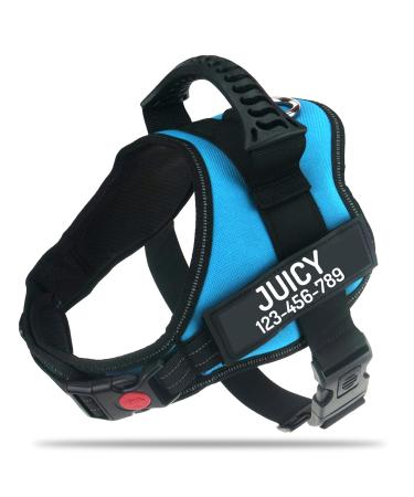 Pawpawify dog harnesses against pulling personalized with the name and telephone number hard-wearing prevents tug pulling or choking for training and walking s chest 20-25in sky blue