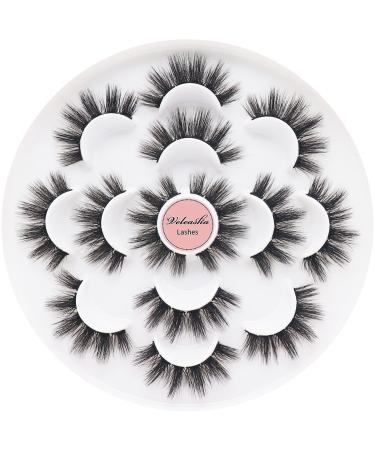 Veleasha Lash Clusters Fluffy & Volume Strip Lashes 5D Faux Mink Lashes 7 Pairs False Eyelashes 100% Cruelty-free Handmade DIY Individual Lashes Pack (SK06) 7P-SK06