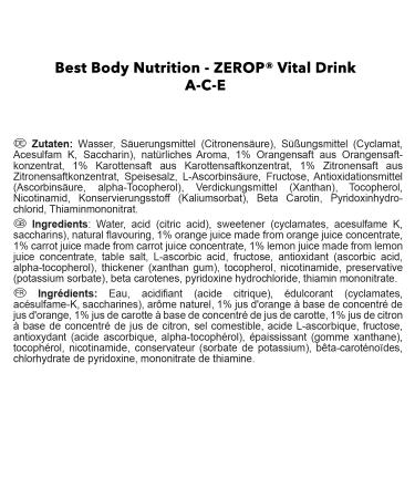 Best Body Nutrition Vital Drink Zerop A-C-E - Sugar-Free Beverage Concentrate (1L) | Makes 80 Liters | Original Sirup - Buy Online on GoSupps.com