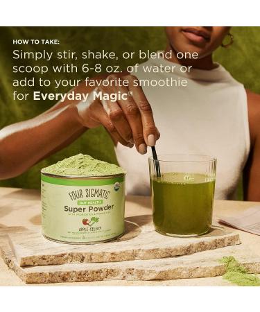 Four Sigmatic Gut Health Super Powder - Organic Green Superfood with Probiotics & Prebiotics | Apple Celery Super Greens Blend | 4.94 oz Drink Mix - Buy Online on GoSupps.com