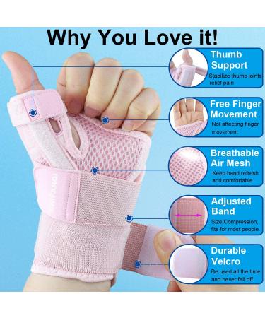 Adjustable Trigger Thumb Splint for Left/Right Hand - Pain Relief Brace for Carpal Tunnel Arthritis and More | Pink | One Size - Buy Online on GoSupps.com