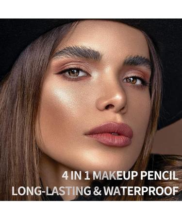 4 In 1 Makeup Pen Waterproof Rotate Defining Eyebrow Pencil 4 Colors Portable Eyebrow Eyeliner Lip Liner Highlight - Buy Online on GoSupps.com