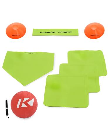 Rukket Kickball Set with Bases | Rubber Throw Down Plates and Kick Ball | Perfect for Kids and Adults | Playground and Backyard Game | Air Pump and Foul Line Cones Kickball Bundle
