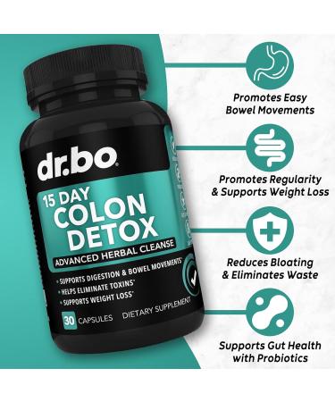 Colon Cleanser Detox Supplement Capsules - 15 Day Colon Cleanse Pills & Probiotic Herbal Cleansing - Daily Natural Bowel Movement Supplements for Intestinal Stomach Bloating Digestive Gut Support - Buy Online on GoSupps.com