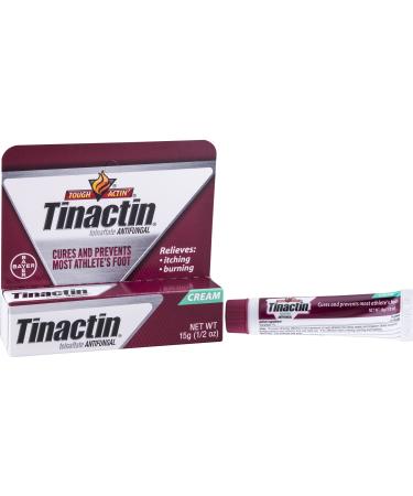 Tinactin Athlete's Foot Cream Tolnaftate 1% Antifungal AF Treatment Proven Clinically Effective on Most Athlete s Foot and Ringworm Cream 0.5 Ounce 15 Grams Tube