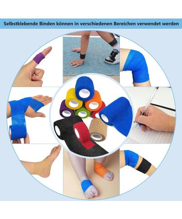 12 Rolls Self-Adhesive Sport Bandage - Elastic Cohesive Tape for Fingers & Toes | 2.5cm x 4.5m Skin Colors - International Shipping - Buy Online on GoSupps.com