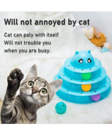 Vealind Interactive Cat Toy Roller with 3 Colorful Balls - 3 Levels of Fun for Active Cats (Blue) - Buy Online on GoSupps.com