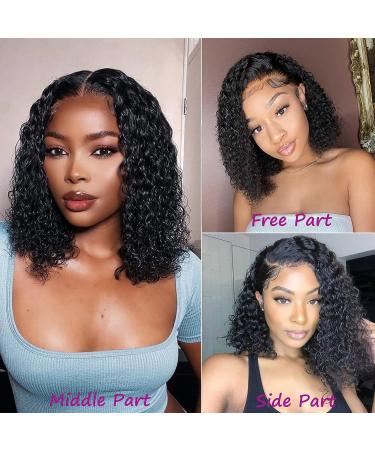 Short Curly Bob Human Hair Wig | 13x4 Lace Frontal | Pre Plucked & Glueless | 150% Density | Natural Black 10 - For Black Women - Buy Online on GoSupps.com