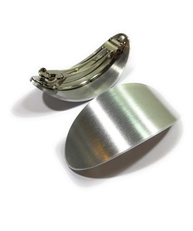 Hair clip made of brushed stainless steel - 10 cm - puristic and elegant - oval and curved