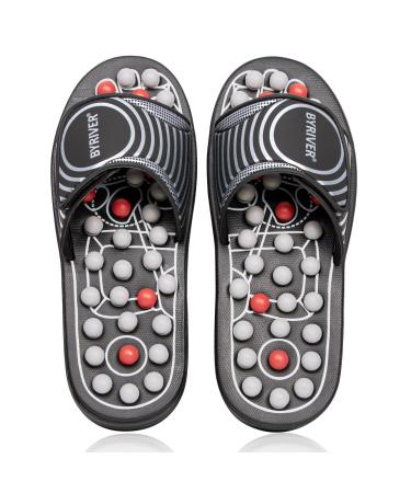 Byriver foot massage slippers Plantar Fasciitis massager shoes for men women acupressure foot massage device with knobs against heel spur relieves back pain (02l) 43-44 black