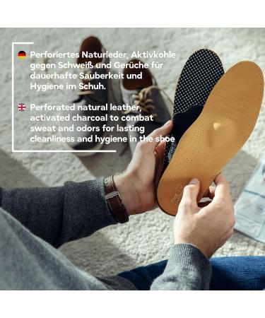 Foot Morning Deluxe | High-Quality Orthopedic Leather Shoe Inlays for Flat Feet Midfoot Pain & Plantar Fasciitis (41 EUR Men) - Comfort & Support - Buy Online on GoSupps.com