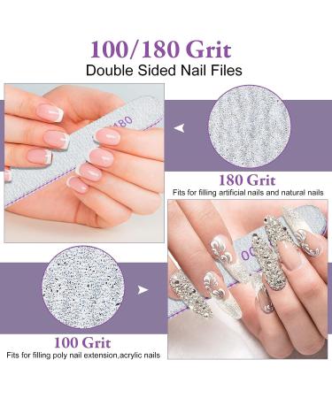 200 Pcs 100/180 Grit Double Sided Nail Files - Professional Manicure Tools for Acrylic & Natural Nails - Home & Salon Supplies (Oval) - Buy Online on GoSupps.com