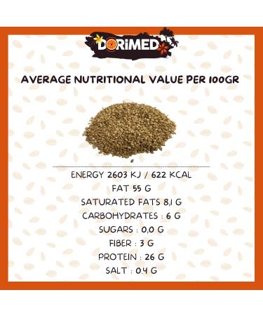  DORIMED Toasted sesame seeds 2kg | Toasted sesame | 100% natural | Rich in vitamins and minerals | GMO-free | High in fiber | - Buy Online on GoSupps.com