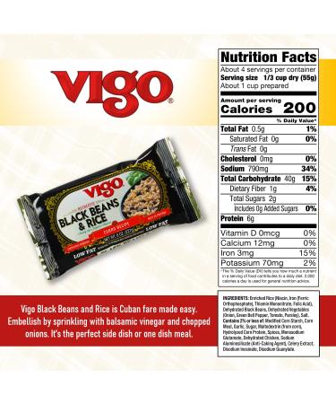Vigo Authentic Black Beans & Rice - Low Fat 8oz (Pack of 1) | Nutritious & Delicious - Buy Online on GoSupps.com