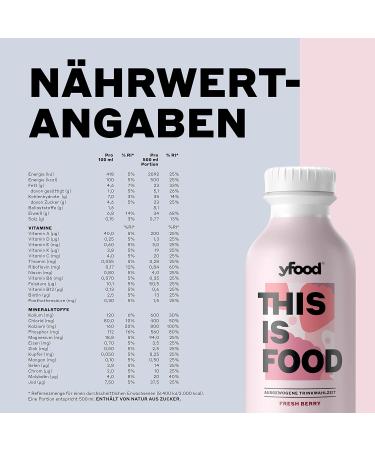 Yfood Fresh Berry Drink | Delicious On-the-Go Meal with 33g Protein & 26 Vitamins | 12-Pack 500ml - 3.00 Pfand Included - Buy Online on GoSupps.com