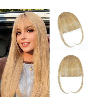Clip In Bangs-Fake Bangs Hair Clip Ash Blonde Clip On Bangs Real Human Hair Air Curtain Bangs For Women Clips Wispy Bangs Hair Extensions Fringe With Temples Hairpieces Curved Bangs For Daily Wear Wispy Ash Blonde