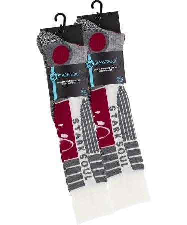 STARK SOUL Women's Ski Functional Socks - 2 Pairs with Special Padding Wool White/Red Size 39-42 - Perfect for International Shipping - Buy Online on GoSupps.com