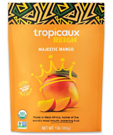 Organic Dried Mango Slices, No Sugar Added, 16oz - All-Natural, Non-GMO, Mouth-Watering Dried Mangoes - Preservative-Free, Nutritious & Delicious Snack for Kids and Adults by Tropicaux Reign 16 oz bag
