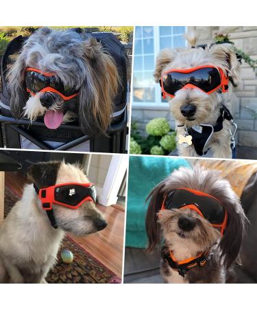 Petleso Dog Glasses for Small Breeds - UV Protection & Windproof Pet Sunglasses with Adjustable Straps for Outdoor Activities - Orange V-Shape - Buy Online on GoSupps.com