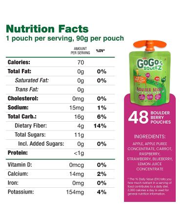 GoGo squeeZ Boulder Berry - 48 Pack Kids Snacks | Gluten-Free, Vegan, Nut & Dairy-Free Fruit & Veggie Pouches - Buy Online on GoSupps.com