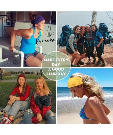 10 Pack Wide Headbands for Women - Non Slip Sweat Bands for Workout, Yoga, Running - Boho Hair Accessories - Solid Colors - Buy Online on GoSupps.com