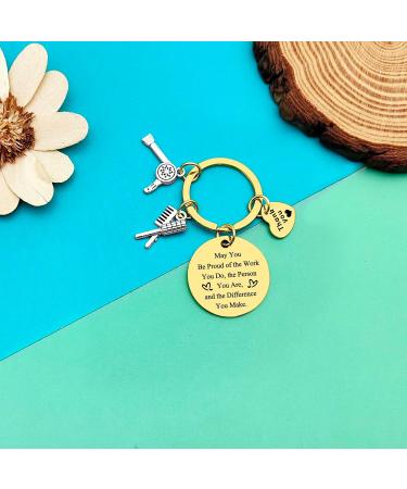 Dabihu Hairdresser Keyring Gifts Appreciation Gifts Keychain for Hair Stylist Cosmetician Hair Barber Beautician Graduation Salon Barber Colleague Christmas Retirement Gifts Gold- May You Be Proud of the Work You Do - Buy Online on GoSupps.com