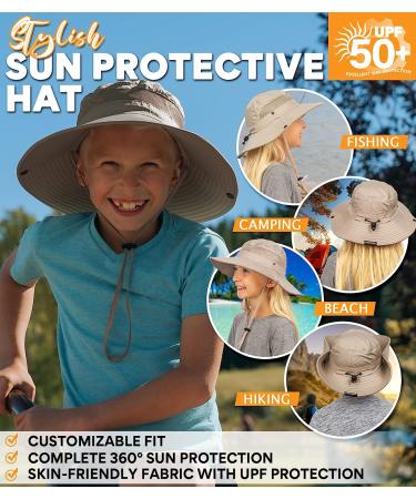 GearTOP UPF 50+ Kids Sun Hat - Khaki Bucket Hat for Camping, Fishing, Safari - Sun Protection for Children - Size 6 5/8-7 - Buy Online on GoSupps.com