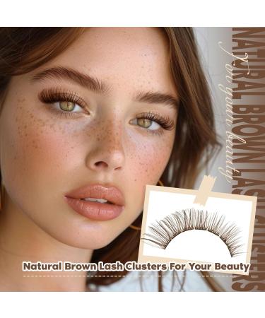 Buy Brown Lash Clusters - Natural Look Wispy Eyelash Extensions C Curl | DIY Home Lash Extensions by Newcally Cluster-B - Buy Online on GoSupps.com