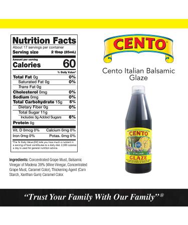 Cento Balsamic Glaze 13.8 oz Bottle - Premium Quality Balsamic Reduction - Buy Online on GoSupps.com