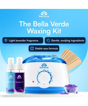 Bella Verde Waxing Kit - Home Wax Kit with Wax Warmer, 5 Packs of Wax Beads, Pre & Post Wax Spray, Hard Wax Beans - Ideal for Body, Legs, Face, and Armpits - Blue - Buy Online on GoSupps.com