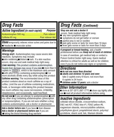 Safrel Tension Headache Relief Caplets - Acetaminophen 500mg & Caffeine 65mg (200 ct) Value Pack | Extra Strength for Head & Body Aches | Generic Excedrin - Buy Online on GoSupps.com