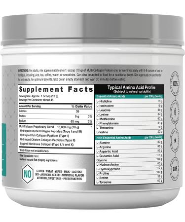 Horbaach Multi Collagen Protein Powder 16 oz | Type I, II, III, V, X | Hydrolyzed Peptides | Keto & Paleo | Unflavored & Gluten Free - Buy Online on GoSupps.com