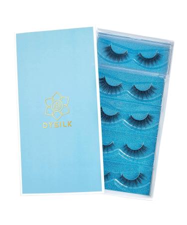 Dysilk false eyelashes nerwimming 5 pairs 6d eyelashes artificial flims soft fluffy natural look long eyelash soft reusable 15.2 mm 2 pieces (5 pack)