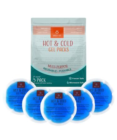 Hot & Cold Gel Round Ice Packs for Injuries Reusable Gel Flexible Cold Packs with Fabric Backing for Pain Relief First Aid Kids Wisdom Teeth Breastfeeding (5 PK) 5 Pack