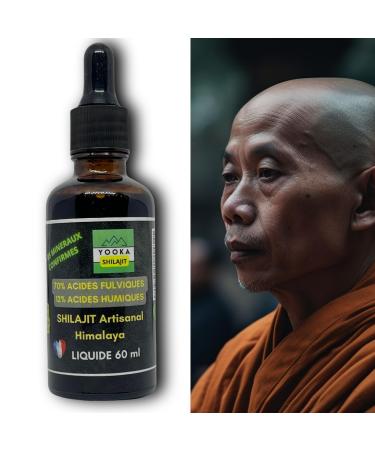 YOOKA Natural Shilajit Artisan Liquid 60ml Pure Himalayan Gold. 70% FULVIC ACID, +85 minerals, 12% humic acid. Sun drying 60 days, purified 40 times. Food certification in France