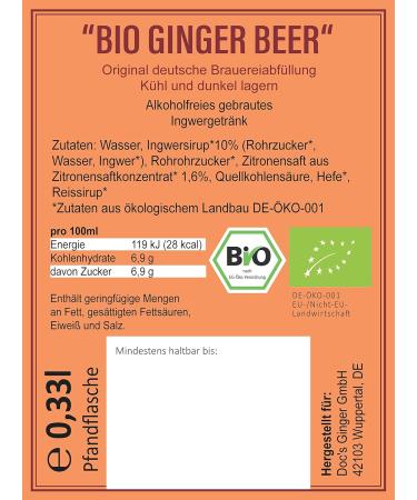 Doc's Ginger Organic Ginger Beer - 6 x 330 ml | Organic Gluten-Free & Vegan | International Shipping Available - Buy Online on GoSupps.com