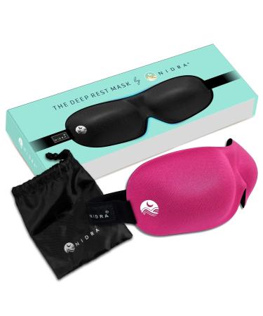 Nidra Sleep Mask for Women and Men Blackout Eye Mask for Longer Deep Rest 3D Comfort Contoured for Side Sleepers Lightweight and Soft Light Blocking for Travel Yoga Sleeping - Pink