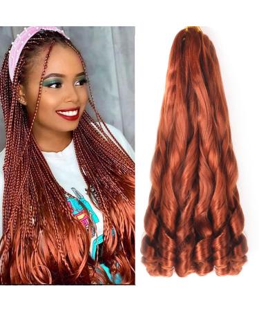 Ainimiu French Curly Braiding Hair 22 Inch 8 Packs - Pre Stretched Bouncy Braiding Hair- Loose Wavy Braiding Hair Synthetic Hair Extensions for Black Women 1 count (Pack of 8) 350#